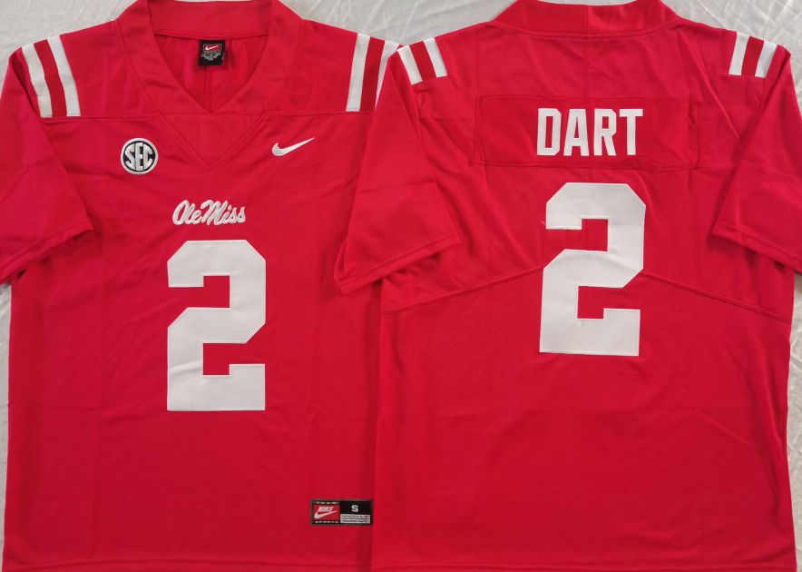 Men Ole Miss Rebels #2 Dart Red Nike 2025 NCAA Jersey->ncaa teams->NCAA Jersey